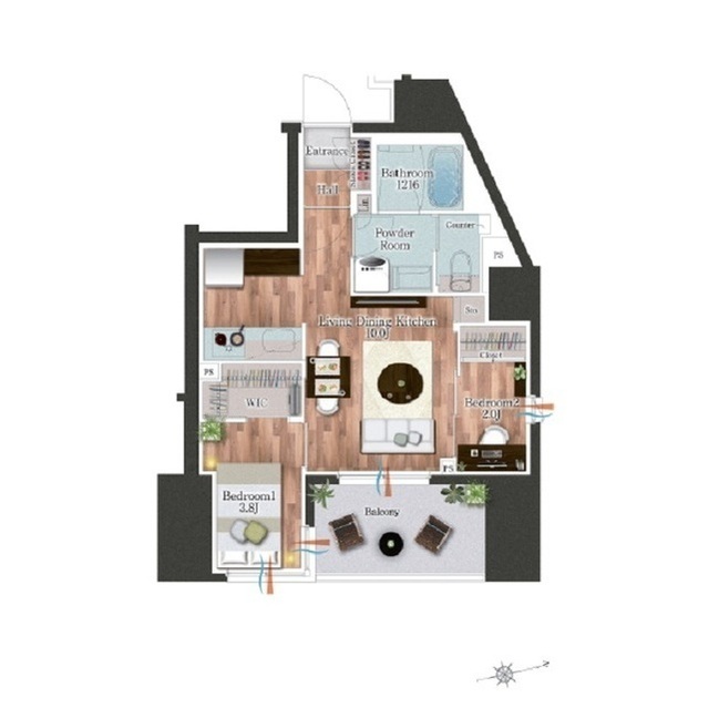 デュオフラッツ池尻大橋ノリス 0402号室の間取り図